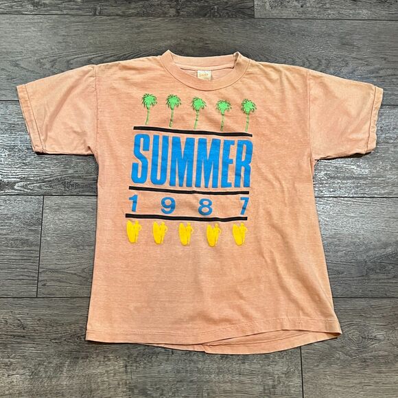 Vintage 1987 SUMMER Surf Tee Longboard Single Stitch Made in USA - Medium - Picture 1 of 8